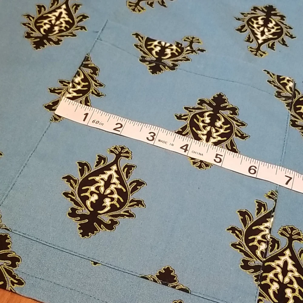 Hen House Linens Blue Black Cocktail Apron with Tie Bow & Pocket